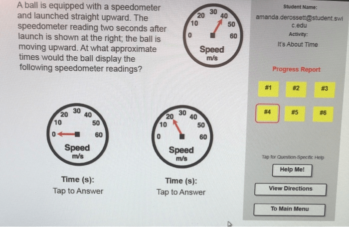 A ball is equipped with a speedometer