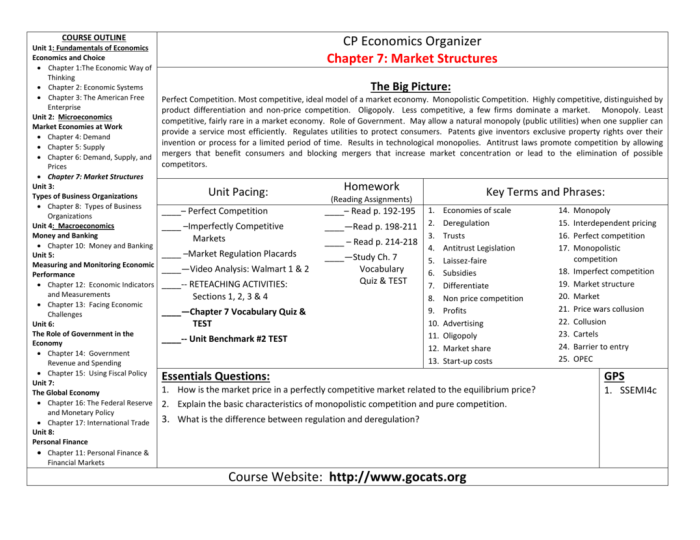 Chapter 7 market structures worksheet 1 answer key